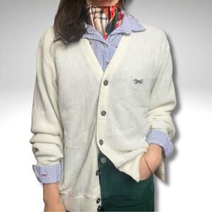 VTG “The Fox Sweater” Academia Cream Cardigan M – Woodland Heritage Knit